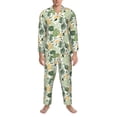 thumbnail image 3 of Cauagu Hawaiian Style Print Men's Long-Sleeve Pajama Set,Soft Button-Front 2Pjs for Men Long Sleeve Men’s Sleepwear-Small, 3 of 7