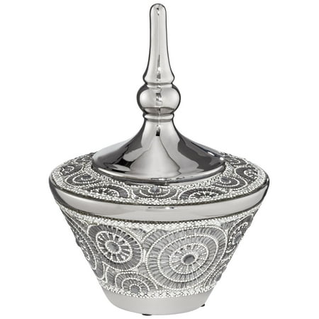 Dahlia Studios Silver 19 1 2 High Ceramic Decorative Jar With Lid