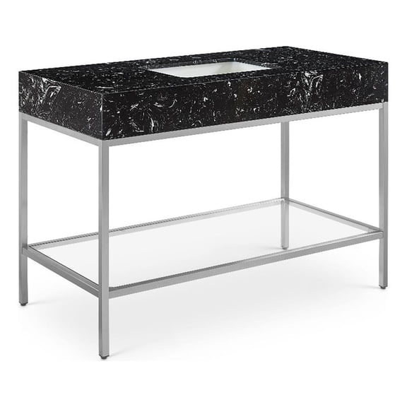 Meridian Furniture Marmo Black Engineered Stone Bathroom Vanity