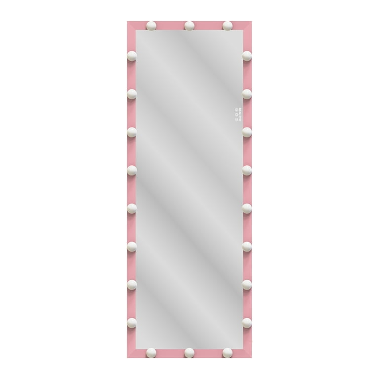 Pink mirror with lights deals