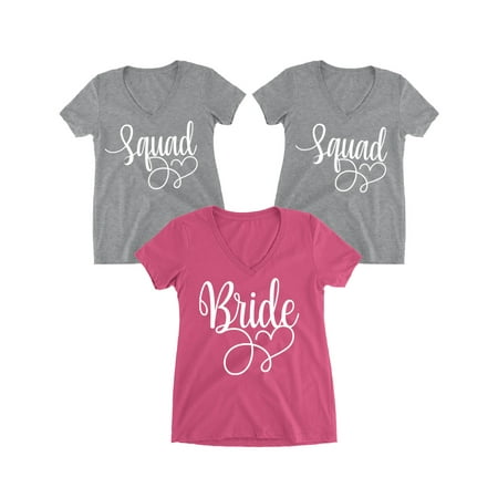 Ladies Bridal Suits - Awkward Styles Bride Ladies T-Shirt Squad Shirt for Her Squad Vneck Shirts Squad Tops Bachelorette Tops Wedding Getting Ready Shirts Squad Proposal Shirts Bride Shirt Bride T-Shirt Bridal Gifts