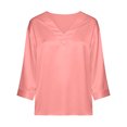 thumbnail image 4 of Posijego Silk Satin Tops for Women 3/4 Length Sleeve Summer V Neck Casual Dressy Blouses Loose Shirts Office Business, 4 of 6
