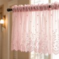 thumbnail image 3 of 54.8"X36"Boho Lace Window Curtain Valance Embroidered Solid Color Farmhouse Light Filtering Small Window Tier for Kitchen Living Room, 3 of 6