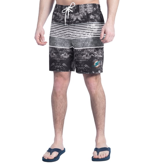 Men's G-III Sports by Carl Banks  Black/Gray Miami Dolphins Horizon Volley Swim Shorts