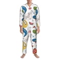 thumbnail image 3 of Naloa Dinosaur Men’s Pajamas Set - Long Sleeve Button Down Sleep Shirt and Pajama Bottoms Sleepwear Set-X-Large, 3 of 7