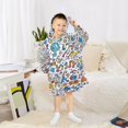 thumbnail image 6 of FORMRS Wearable Blanket Hoodie with Sleeves for Kids Cozy Flannel Sweatshirt, Doodle Pattern, 6 of 7