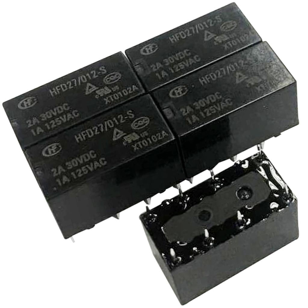 5pcs Black PCB Mount DC 5V/12V/24V Optional DPDT 8 Pin Mini Power Relay 