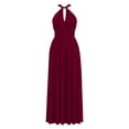 thumbnail image 5 of Lopecy-Sta Maxi Dress for Women Burgundy Backless, Spaghetti Strap Twist Tie Waist Flowy Long Sundress, Summer Beach Vacation Dress with Pockets, Elegant Formal Evening Gown for Wedding Guest, 5 of 9