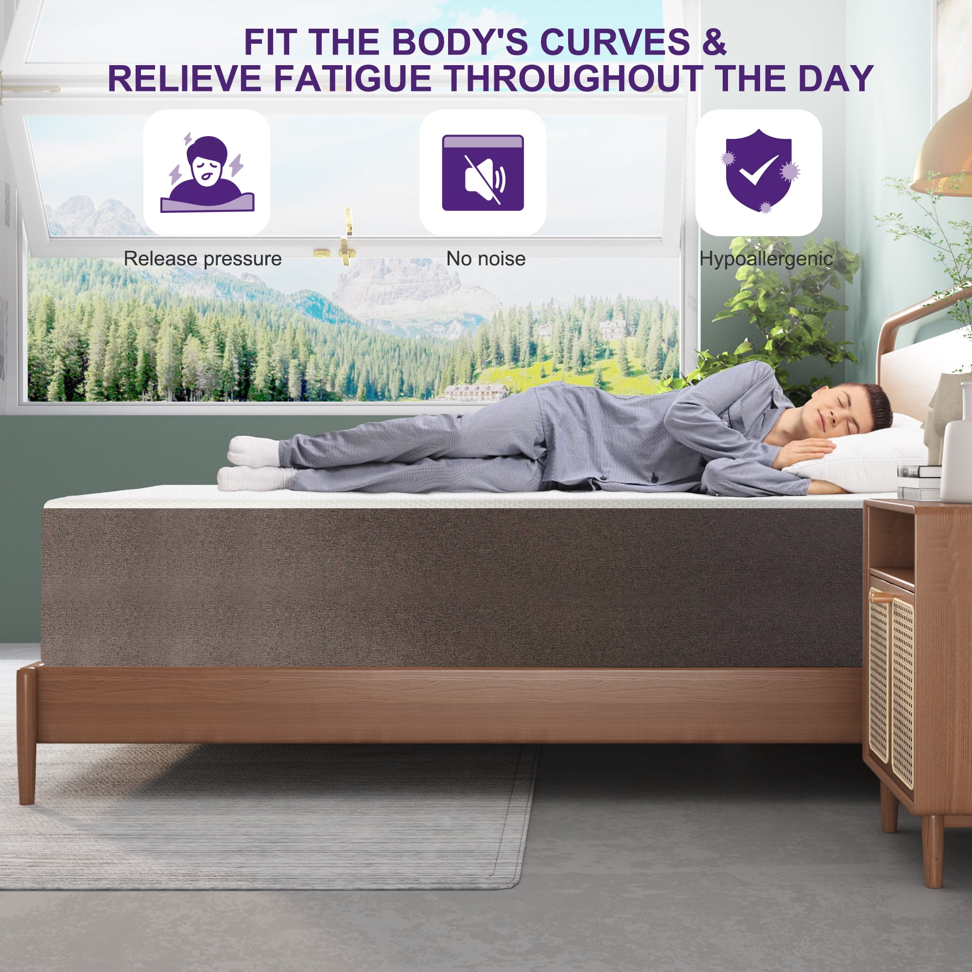 Queen Mattress, Telino 12" Medium Memory Foam Mattress in a Box, Adult, Queen Size Mattress