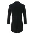 thumbnail image 3 of TFEOQRY Men's Vintage Velvet Tailcoat Jacket Double Breasted Peak Lapel Long Coat Wedding Black, 3 of 7
