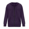 thumbnail image 1 of Pocket Long Sleeve Hooded Threaded Sweater Ladies Zipper Top, 1 of 4
