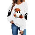 thumbnail image 2 of TKLPEHG Women's Sweatshirts Halloween Long Sleeve Cute Ghost Pumpkin Graphic Sweatshirt Crew Neck Fall Fashion Casual Pullover (White,XS), 2 of 6