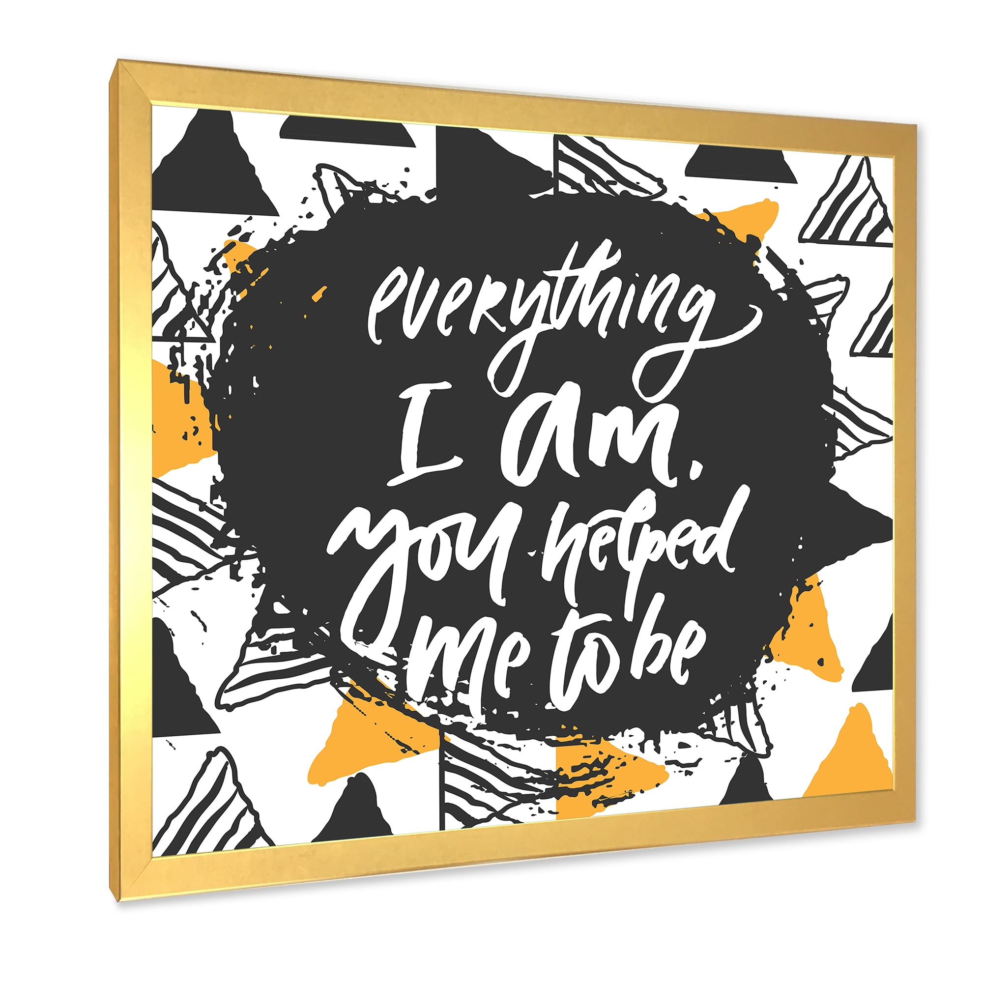 Designart 'Everything I Am You Helped Me To Be On Triangle Pattern' Mid-Century Modern Framed Art Print