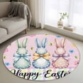 thumbnail image 2 of Round Area Rug 4ft, Spring Flower Easter Rabbit Non-Slip Non-Shedding Floor Mat, Colorful Checkered Pink Washable Sturdy Carpet for Living Room Bedroom Home Decor, 2 of 9