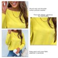 thumbnail image 1 of Jersey De Punto Suéter Superior, Cuello Redondo Hebilla Transpirable Hombro Mujeres Top De Punto Para Mujer Para El Trabajo Para Citas ANGGREK Amarillo brillante XL, 1 of 5
