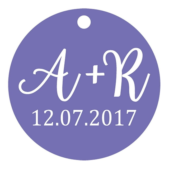 100 PCS Round Custom Made Hang Tags Personalized Initial Wedding Favor Gift Paper Tags