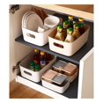thumbnail image 3 of TRIANU 4 Pcs Open Storage Bins, Plastic Closet Shelf Organizer Bins, Desktop Storage Baskets for Bathroom, Nursery, Home, 9.64*6.3*3.93 in, Beige, 3 of 7