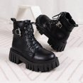 thumbnail image 4 of NECHOLOGY Botas Mujer Adulto Femenino Zapatos Botines de mujer Zapatos de mujer Moda Suela gruesa Medias botas de manga larga Botas de nieve cálidas de felpa para exteriores (Black, 6.5), 4 of 7