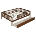 thumbnail image 3 of Daybed Bed Frame Platform Bed with Two Drawers Modern Wooden Bed with Fence Guardrails and Slat Support Leg for Dorm, Bedroom, Guest Room (Full), 3 of 9