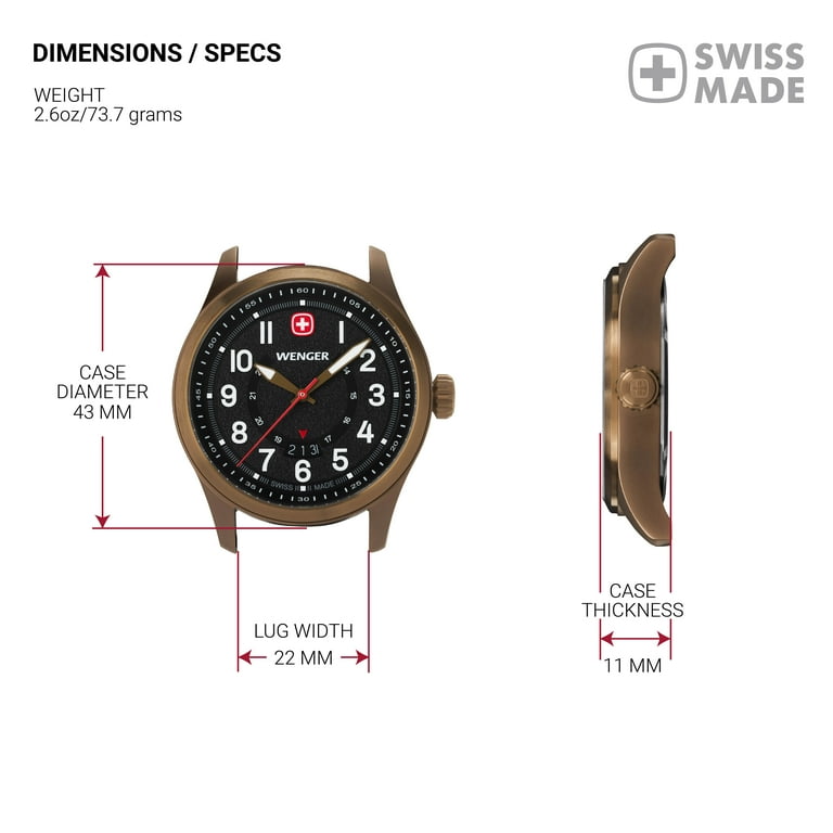 Wenger Terragraph Swiss Watch, Bronze w/ Black Dial and Black