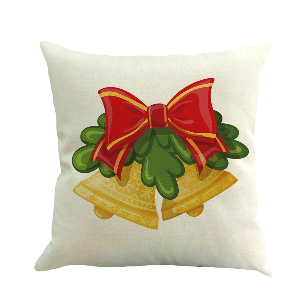 Christmas Linen Sofa Bed Throw Flax Pillow Case Decorative Pillow Cushion Cover 