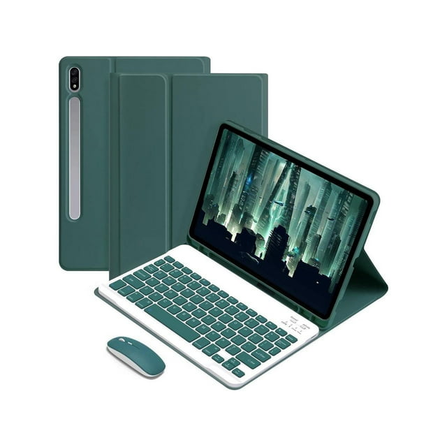 Keyboard Case with Wireless Mouse Combo for Samsung Galaxy Tab S8 2022 / Tab S7 2020 11 inch Model SM-X700/X706/T870/T875/T876, Smart Folio Cover with Magnetic Detachable Wireless Keyboard and Mice
