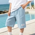 thumbnail image 2 of Bmisegm Boys Shorts Summer Casual Fashion Sportswear with Pockets Comfortable Elastic Waist for Kids and Youth Baggy Sweat Shorts 6-16 Years Light Blue,6-7 Years, 2 of 6