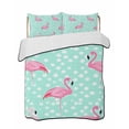 thumbnail image 2 of Green Flamingo Full Size Down Alternative Comforter, Lightweight Comforter Quilt Bedding Set with Pillow Shams Polka Dot Modern Art All Seasons Bed Comforter Duvet Insert 78"x90", 2 of 7