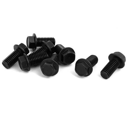 

M8x16mm Metal Hex Head Left Hand Thread Screw Black for Cutting Machine 8pcs
