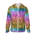 thumbnail image 1 of Balery Glitter Rainbow Sudadera ligera de manga larga con capucha y protección solar UPF 50+ para hombre y mujer, ideal para pesca y running-X-Large, 1 of 7