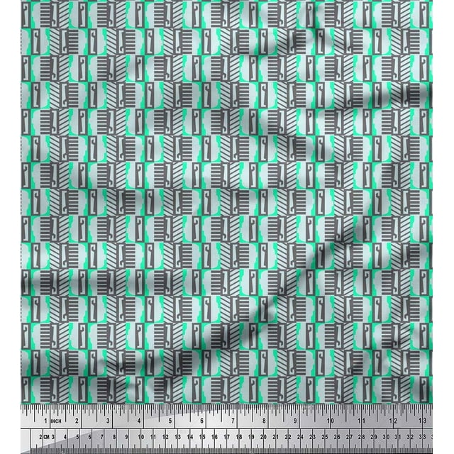 Soimoi Poly Georgette Fabric Geometric Abstract Fabric Prints By Yard 42 Inch Wide