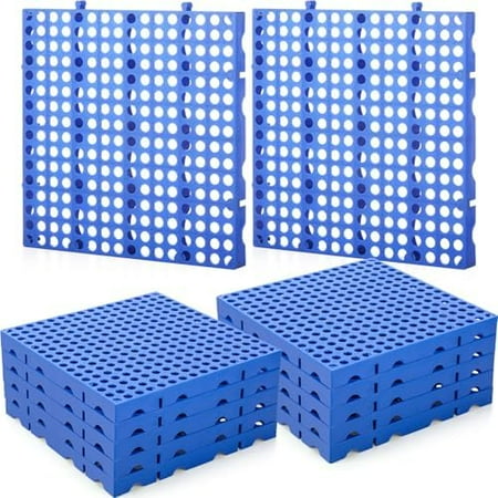 10 Plastic Grid Storage Pallets – 11.81"×11.81"×1.18", lightweight with ventilation grid. Moisture/waterproof, suitable for basement, garage, supermarket, outdoor floor storage.