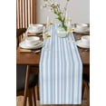 thumbnail image 4 of Blue Striped Table Runner Cotton Linen 36 Inch Holiday Dresser Scarves, Farmhouse Stripe Modern Abstract Art Tablerunner for Kitchen Coffee Dining Bedroom Living Room Dinner Scarf Décor 13''x36'', 4 of 9