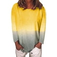 thumbnail image 1 of HIMONE Chandail en Molleton Surdimensionné pour Femmes T-Shirt Dégradé Couleur Contrastée Col Rond Décontracté Mignon Mode Urbaine Haut Chandail Chandail en Molleton Manches Longues Vêtements Féminins Hauts P-5TG, 1 of 2