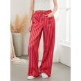 thumbnail image 4 of Raccmtaty Women Baggy Pants Drawstring Waist Wide Leg Striped Pants Multiple Pockets Trousers, 4 of 7