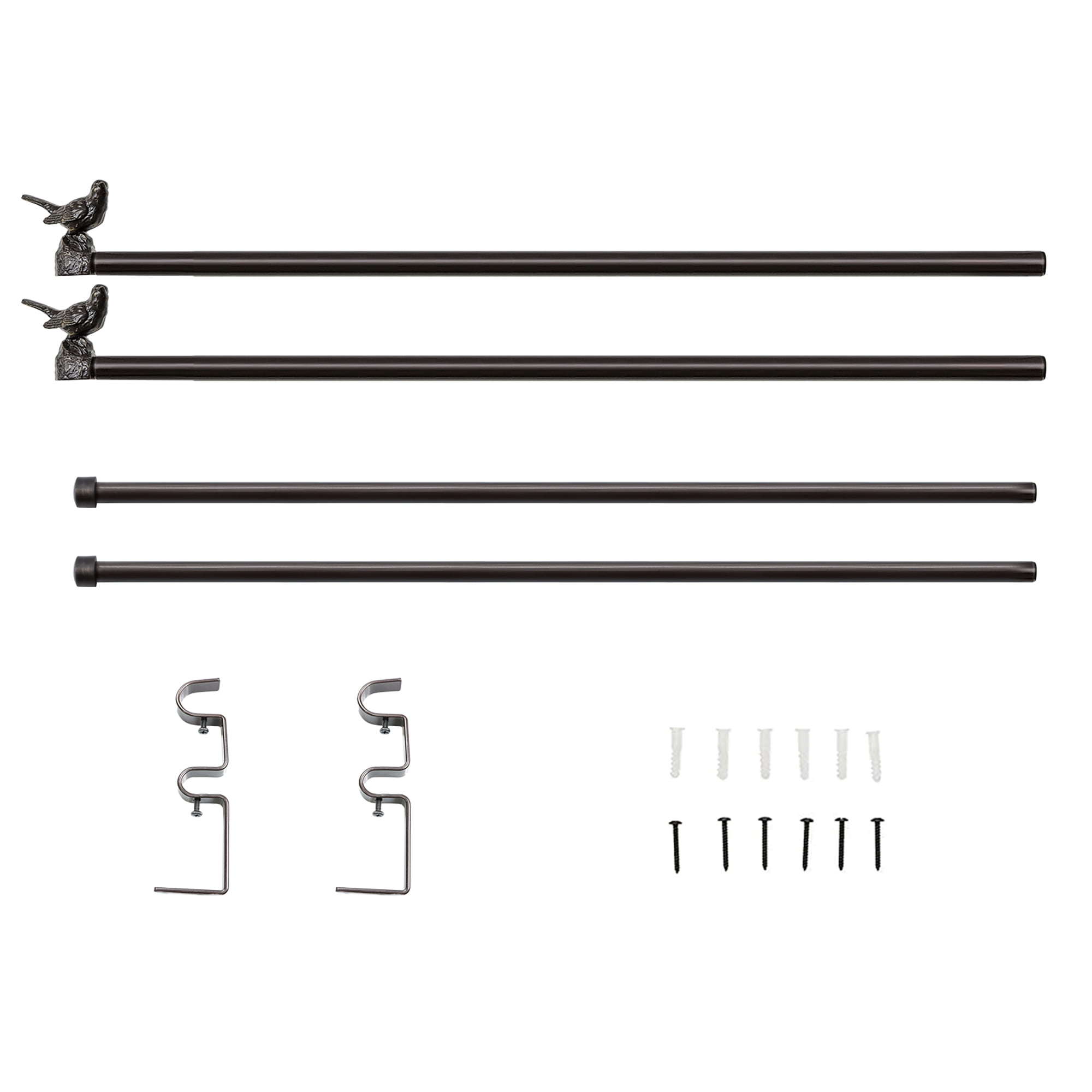 MERIVILLE 1-Inch Diameter Telescoping Double Window Curtain Rod, Oil-Rubbed Bronze Bird Finials, 28"-48", Oil-Rubbed Bronze Rod