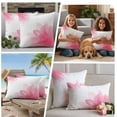 thumbnail image 5 of Pink Flower Outdoor Waterproof Pillow Covers, Boho Modern Floral Abstract Ombre Leaf White Decorative Square Throw Pillowcase Sofa Cushion Sham for Patio/Couch/Chair, 24"x24" 2 Pack, 5 of 8