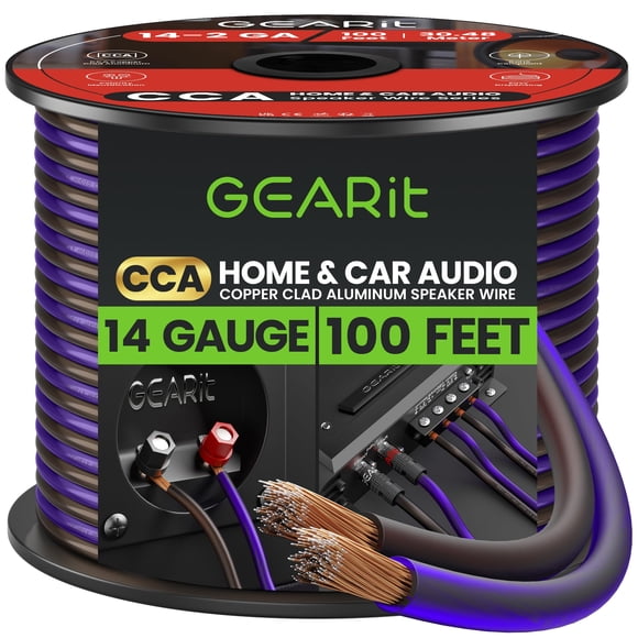 Cable de altavoz GearIt, calibre 14, 30 m CCA, para audio de coche, cine en casa