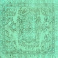 thumbnail image 1 of Ahgly Company Machine Washable Indoor Square Abstract Turquoise Blue Modern Area Rugs, 4' Square, 1 of 4