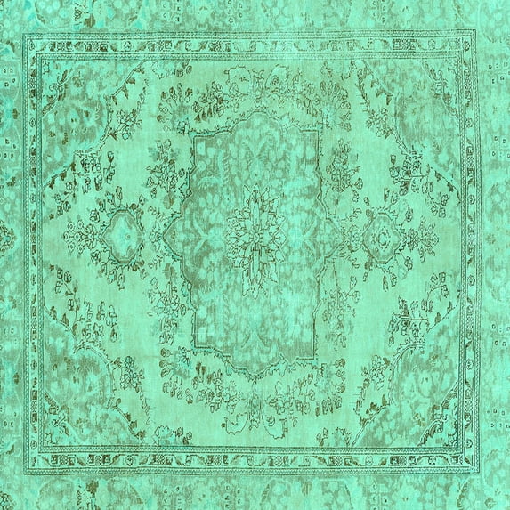 Ahgly Company Machine Washable Indoor Square Abstract Turquoise Blue Modern Area Rugs, 4' Square