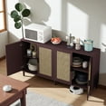 thumbnail image 2 of GZXS 70" Wide Farmhouse Sideboard with 4 Rattan Doors, Adjustable Shelves, and Solid Wood Legs, Modern Buffet Storage Cabinet for Kitchen, Living Room, Dining Room, Entryway (Brown), 2 of 7