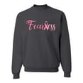 thumbnail image 1 of Wild Bobby, Fearless Pink Ribbon Support Warrior Women, Breast Cancer Awareness, Unisex Crewneck Graphic Sweatshirt, Charcoal, XX-Large, 1 of 5