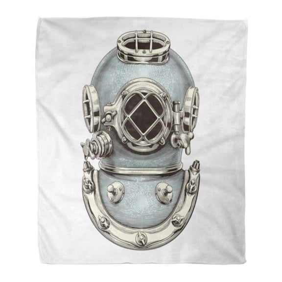 SIDONKU Throw Blanket Warm Cozy Print Flannel Dive Vintage Diving Helmet Engraving Diver Scuba Comfortable Soft for Bed Sofa and Couch 58x80 Inches