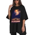 thumbnail image 4 of Plus Size Shirt for Women Black Tops for Women Oversized Short Sleeves Shirt for Women Fireworks Sky T Shirt Crewneck Shirt for Women XL, 4 of 5