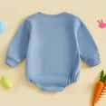 thumbnail image 6 of WUANDIXFA My First Easter Baby Boy Girl Outfit Long Sleeve Bunny Letter Embroidery Sweatshirt Romper Jumpsuit (Blue, 3-6 Months), 6 of 9