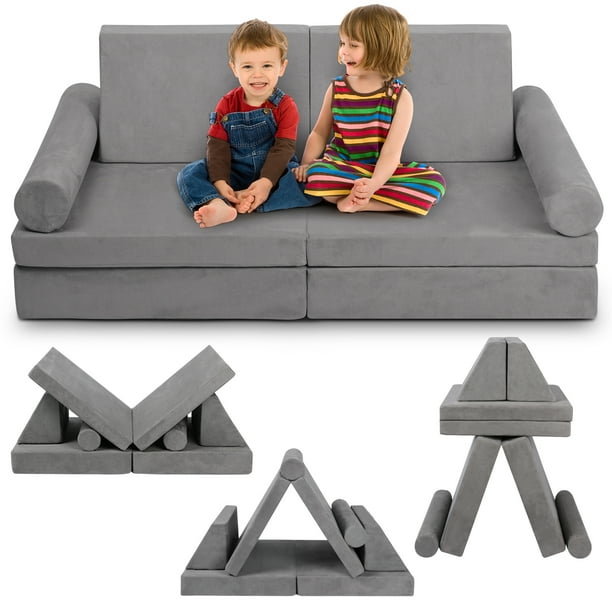 Betterhood Play Couch Sofa for Kids Imaginative Play Set, Medium, Gray