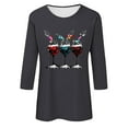 thumbnail image 4 of GA WEIHUA Saving,Women's Christmas T-Shirt Long Sleeve Basic Tees Red Wine Glass Print Tee Shirts Crew Neck Pullover Tops(Gray,XL), 4 of 4