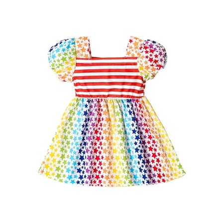 

Qtinghua Toddler Baby Girl 4th of July Dresses Stars Stripes Tulle Tutu Dress Independence Day Clothes Red 2-3 Years