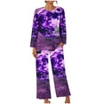 thumbnail image 6 of WFJCJPAF 2025 New Halloween Halloween Pajama Set,Women Fashion Non Positioning Printed Round Neck Long Sleeved Long Pants Sets,Halloween Pajamas Women - Purple XL, 6 of 6