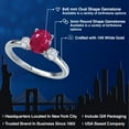 thumbnail image 2 of Gem Stone King 14K White Gold Red Ruby and White Moissanite Engagement Ring for Women | 1.80 Cttw | Oval 8X6MM | Gemstone July Birthstone | Size 8, 2 of 6